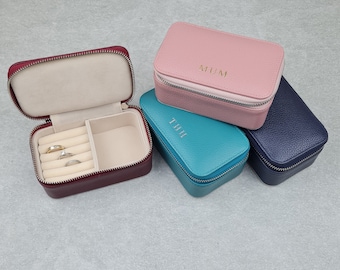 Personalised Leather Travel Jewellery Case