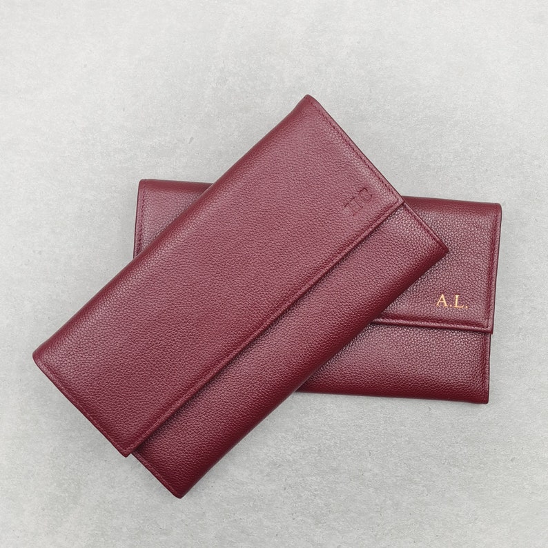 Personalised Leather Travel Wallet Mulberry