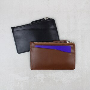 Personalised Leather Card & Keys Purse | Key Holder Wallet, Zip Card and Key Organiser, Keychain Wallet