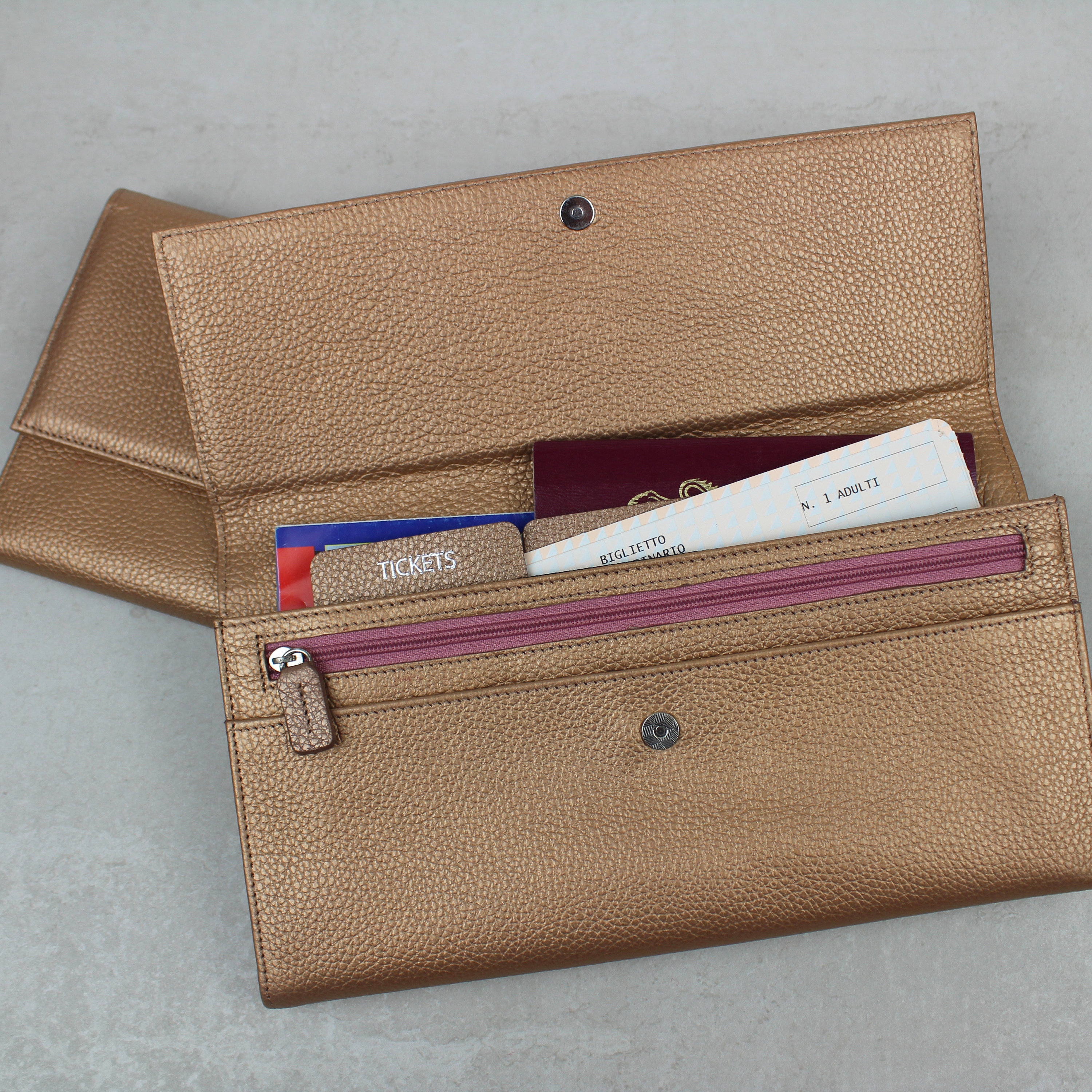 Leather Ted Baker Travel Wallet Rose Gold Personalised Rose Gold