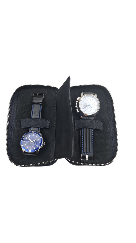 Personalised Leather Double Watch Travel Case | Genuine Leather, Gifts For Him, Groomsmen Gift, Monogram