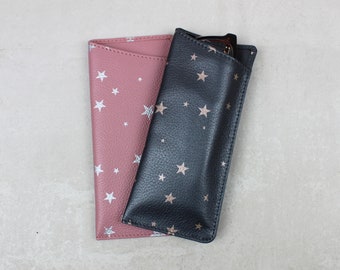 Personalised Stars Large Leather Glasses Case