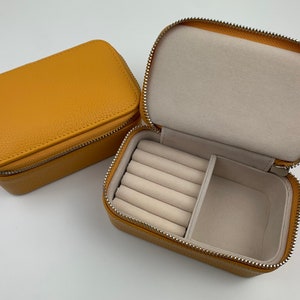 Personalised Leather Travel Jewellery Case Yellow