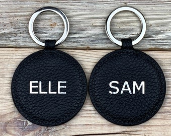 Personalised Keyring, Genuine Nappa Leather Key Fob. Custom Key Ring, Personalise with Initials, Monogram. Father's, Mothers Day Gift.