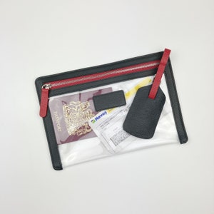 Cartera de viaje de cuero transparente personalizada y etiqueta para equipaje / Estuche de viaje con cremallera, Cartera de PVC para documentos, Billetes de vacaciones imagen 5