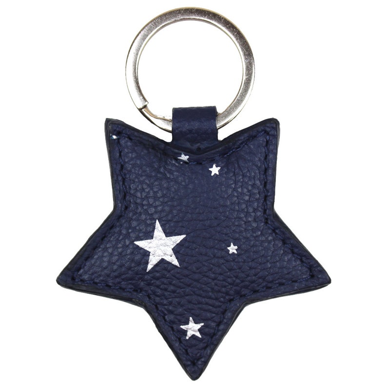 Personalised Stars Print Leather Star Keyring Etsy