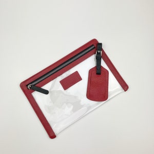 Cartera de viaje de cuero transparente personalizada y etiqueta para equipaje / Estuche de viaje con cremallera, Cartera de PVC para documentos, Billetes de vacaciones imagen 4
