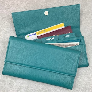 Personalised Leather Travel Wallet Teal