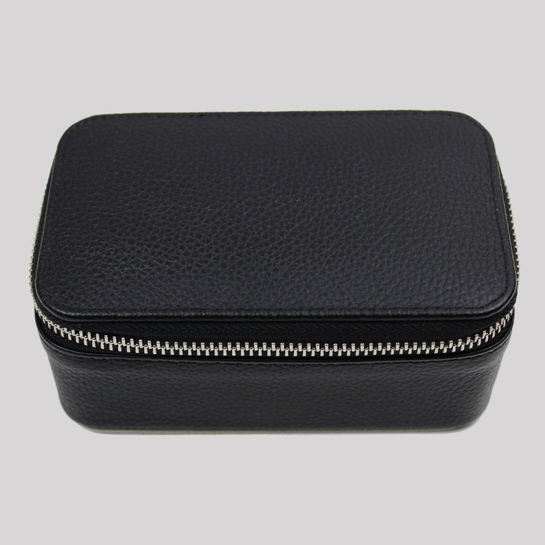 Personalised Leather Travel Jewellery Case Black