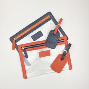 Cartera de viaje de cuero transparente personalizada y etiqueta para equipaje / Estuche de viaje con cremallera, Cartera de PVC para documentos, Billetes de vacaciones imagen 2