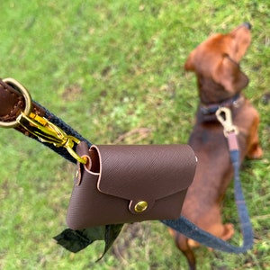 Personalised Vegan Leather Dog Poop Bag Holder | Clip on Poop Bag Holder, Dog Poo Bag Dispenser, Pet Gift