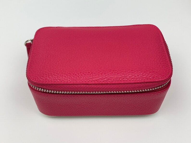 Personalised Leather Travel Jewellery Case Pink