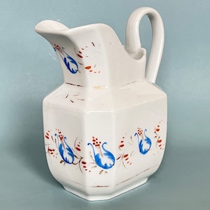 Vieux Paris Porcelain Antique Old Paris Hand Painted Gilt Pitcher 19th C French Fine Porcelain China Creamer Milk Jug France