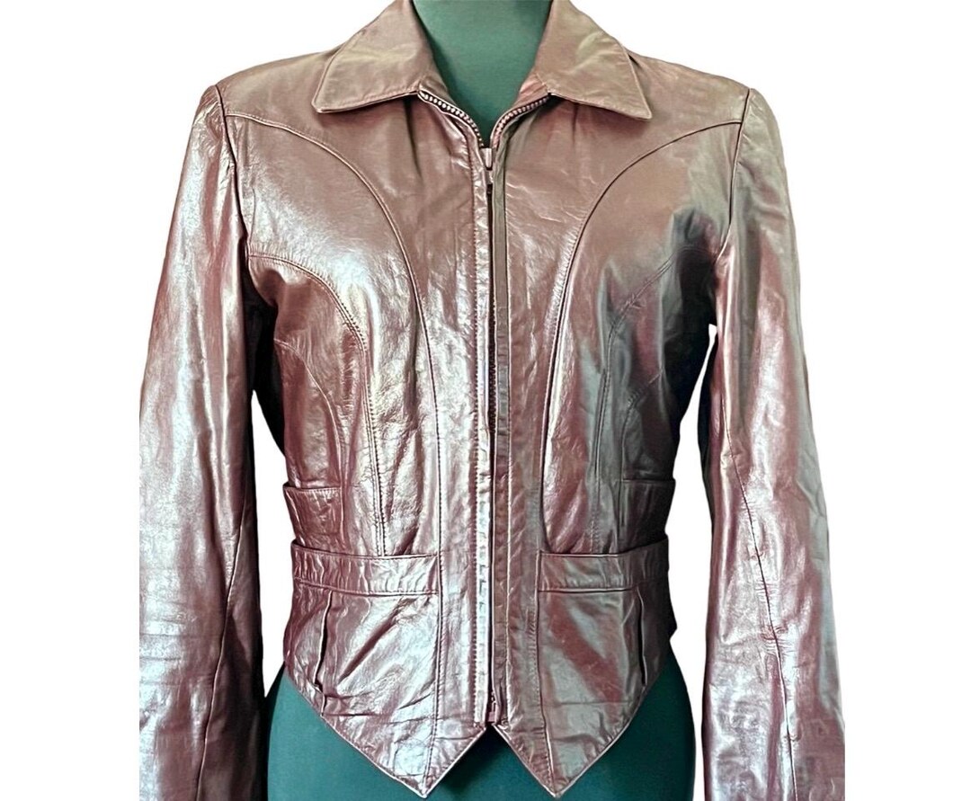 Vintage Western Studded Cropped Leather Jacket L main image 1