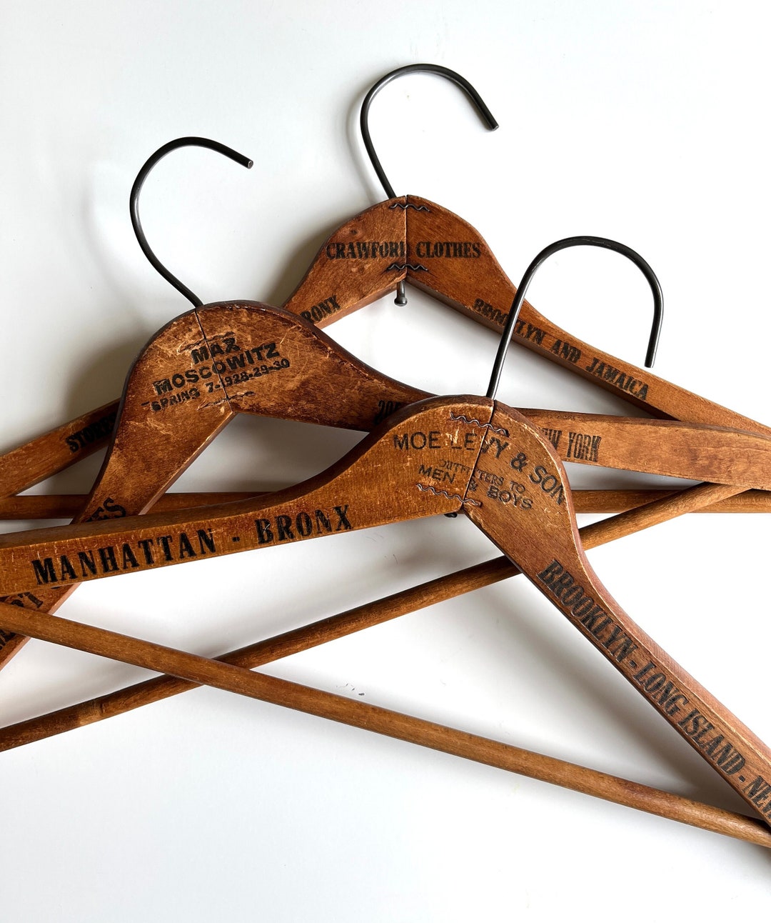 3 Rare Vintage Wood Clothing Hangers NYC Advertising 20s 30s Etsy