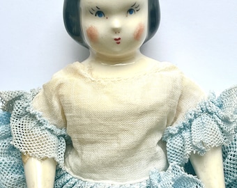 Poupée en porcelaine Ruth Gibbs Godey's Little Lady Doll Assiette pour épaule Poupée en porcelaine des années 40 à collectionner