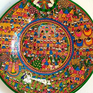 Plato de pared mexicano vintage / Arte popular de cerámica pintado a mano y colorido / Regalo especial de boda