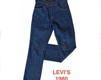 Vintage LEVI’S Orange Tab 519 Dark Wash High Rise Straight 1970s 1980s 30 29