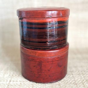 Antique Betel Box Burmese Kun-It Red Lacquer Box Asian Collectible Glossy Cinnabar Storage Container Jewerly Box Trinket Tray