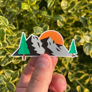 Mountain Range 2 PACK // waterbottle sticker, travel sticker, nature sticker, car sticker, tree sticker, hike sticker, waterproof sticker