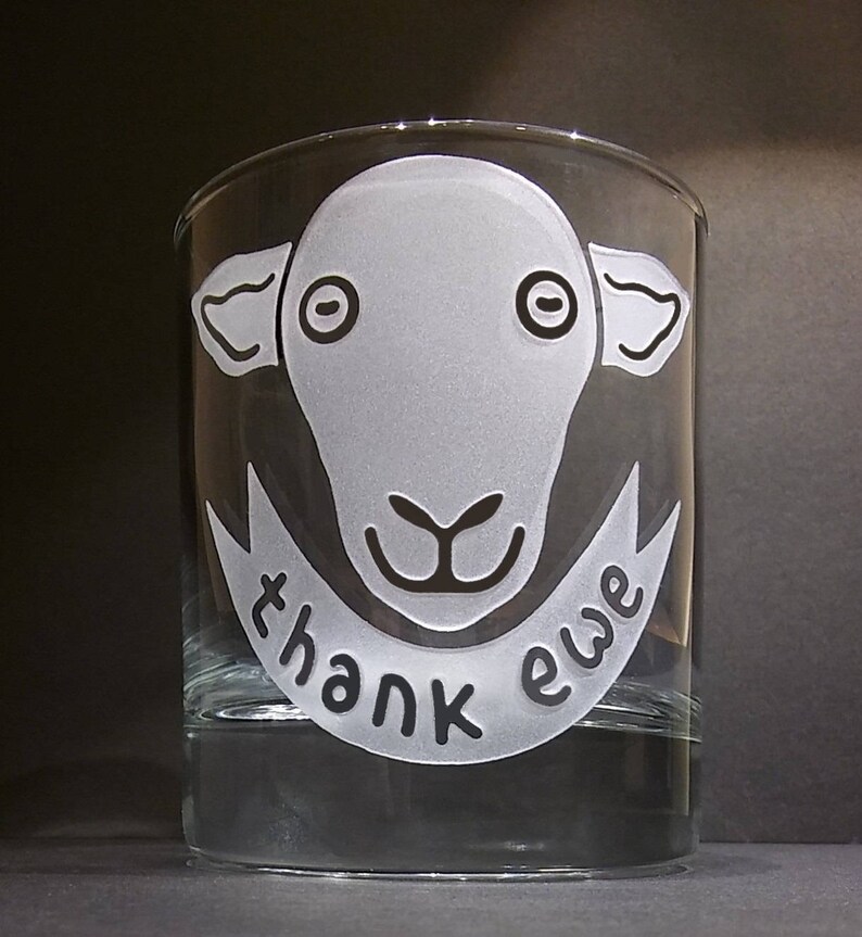 Sandblasted/Deeply Etched Glass Mug Sheep Lovers Gift FABEWELOUS Personalised Gift.