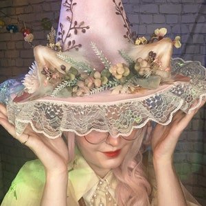 Fall Dusty Pink Witch Hat Kitten Ears image 6