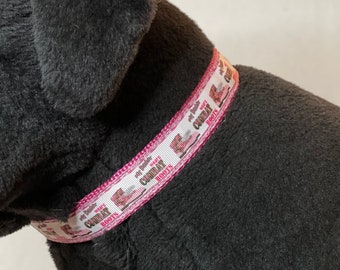 My Daddy Wears Combat Boots Themed Pink And White Adjustable Dog Collar  - "The Elea"