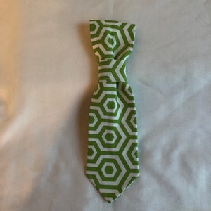 Green Hexagonal Pattern Themed Adjustable Over the Collar Removable Necktie Accessory for Dogs