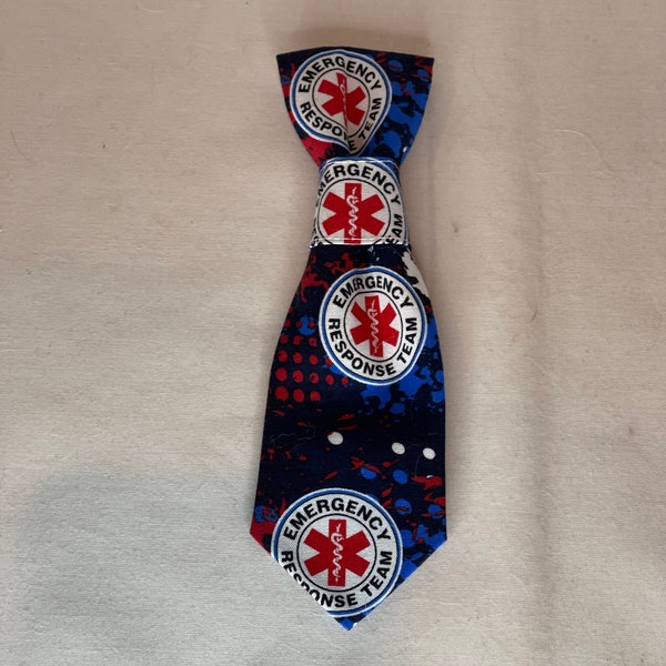 Blue Camo Emergency Medical Response  Inspired Themed Adjustable Over the Collar Removable Necktie Accessory for Dogs