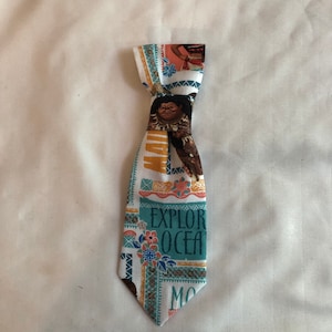 Moana and Maui Blue and White Inspired Themed Adjustable Over the Collar Removable Necktie Accessory for Dogs