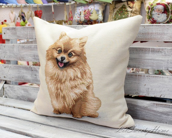 Handmade Pomeranian Print cushion cover