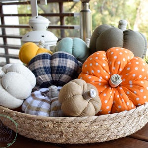 Stuffed Cotton Pumpkins, Fabric Pumpkins, Autumn Decor, Halloween Decor, Modern Fall Decor, Fall Pumpkin, Farmhouse Style Decor,