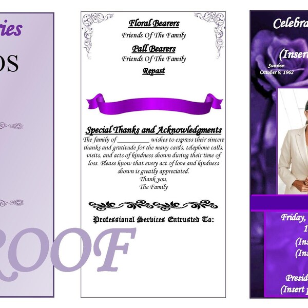 Trifold Obituary Etsy