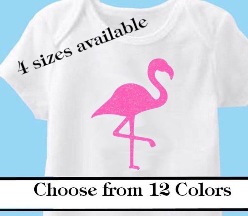 Flamingo Iron on Heat Transfer Decal Glitter Colors Flamingo Etsy