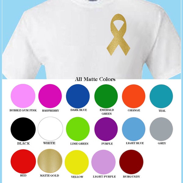 Iron On Cancer Awareness Ribbons Vinyl Decal Heat transfer Matte Colors