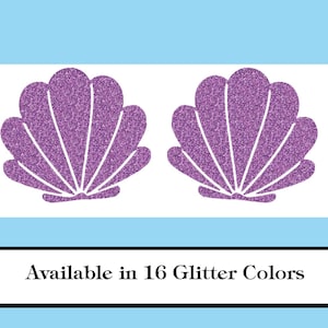 Glitter Mermaid Shells Iron On DIY Mermaid Halloween costume shells Vinyl Decal heat transfer No Sew