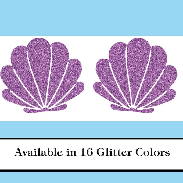 Glitter Mermaid Shells Iron On DIY Mermaid Halloween costume shells Vinyl Decal heat transfer No Sew