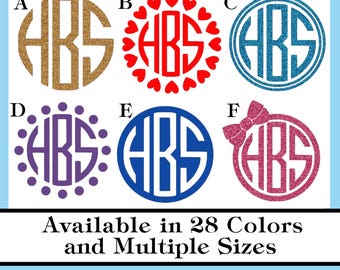 Custom Circle Monogram Iron On Decal: Glitter Vinyl Heat Transfer