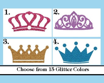 Glitter Birthday Crown Iron-On Decal, Heat Transfer Tiara