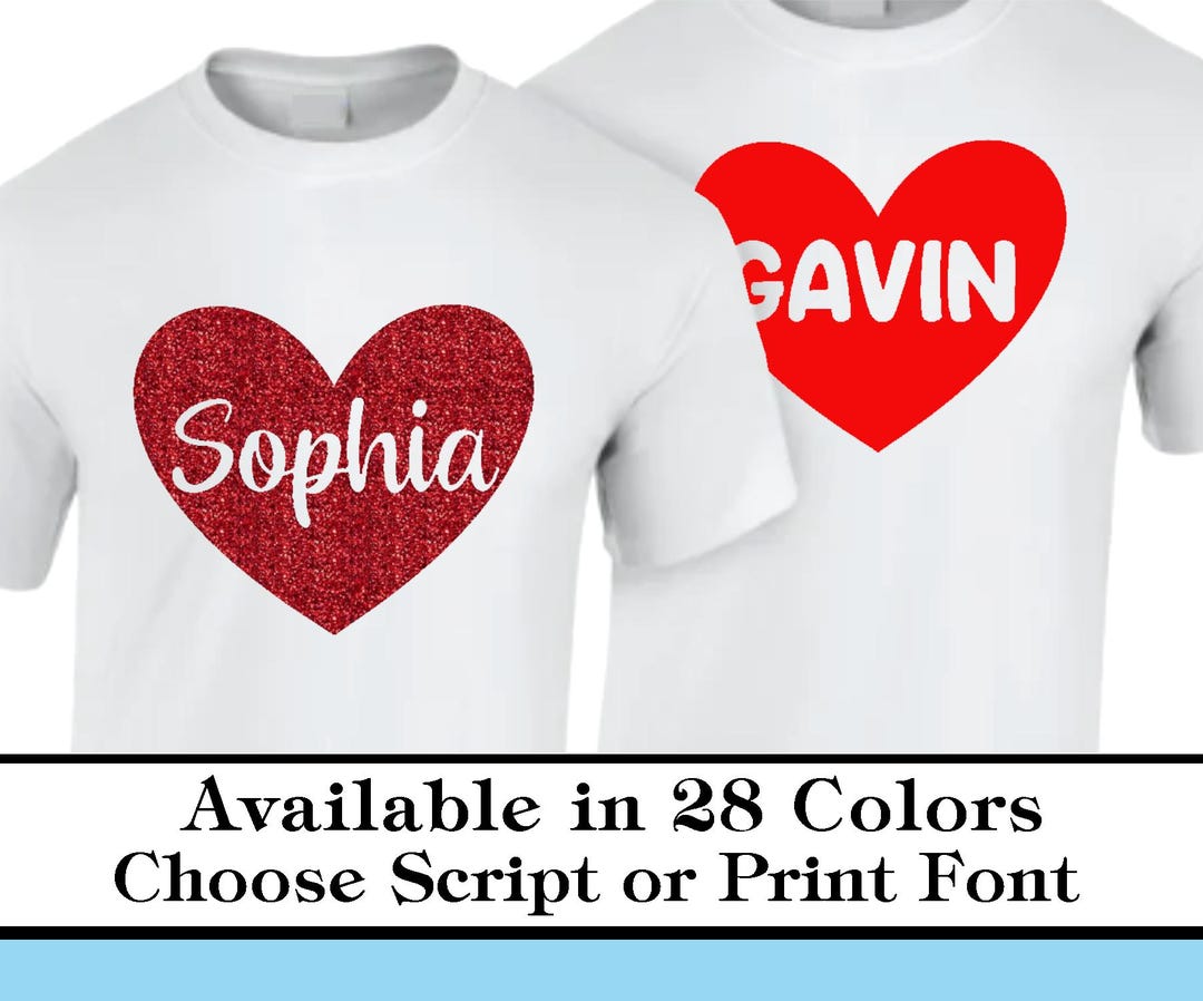 Name Heart Custom Iron on Valentines Decal Personalized Vinyl Heat ...