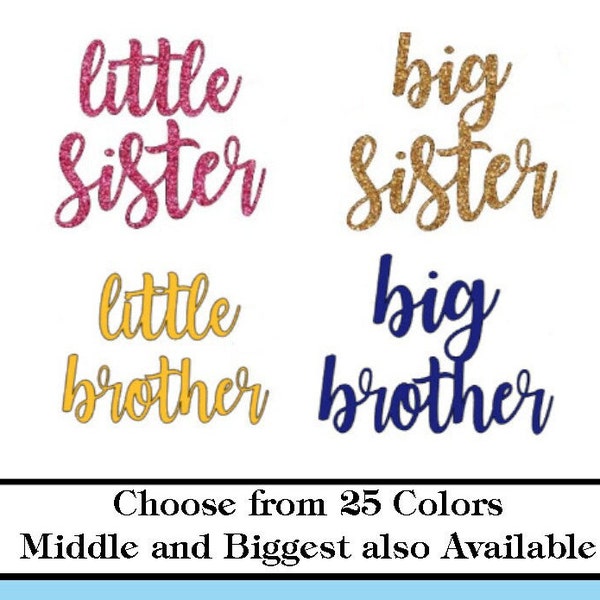 Iron On Big Sister little Brother Middle Biggest- Pregnancy announcement vinyl heat transfer sibling decal