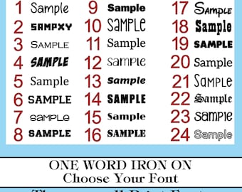 Custom Iron On Name or One Word Decal Vinyl Heat Transfer