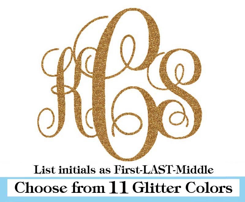 Iron On Monogram- Vine Font Glitter Script Custom Monogram vinyl Iron…