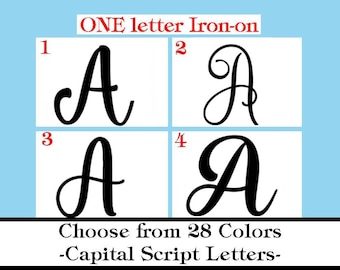 Single Cursive Letter Iron-On One letter Custom Glitter or Matte Vinyl Letter