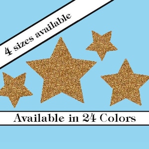 Stars Iron On Decal transfers Choose your Size and Color Vinyl Glitter or Matte Heat Transfers No Sew