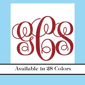 May include: Red glitter monogram initial letter design. Available in 28 colors.