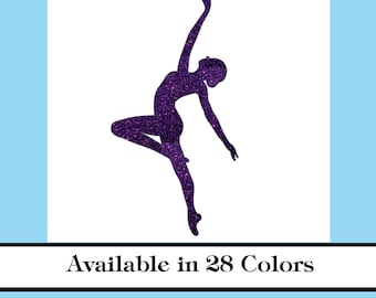Dancer Iron On Decal transfers Choose your Size and Color Dancing Silhouette Vinyl Glitter or Matte Dance Heat Transfers No Sew
