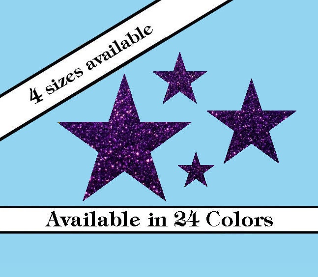 Mini White & Purple Chunky Glitter Stars Stickers 16 pcs