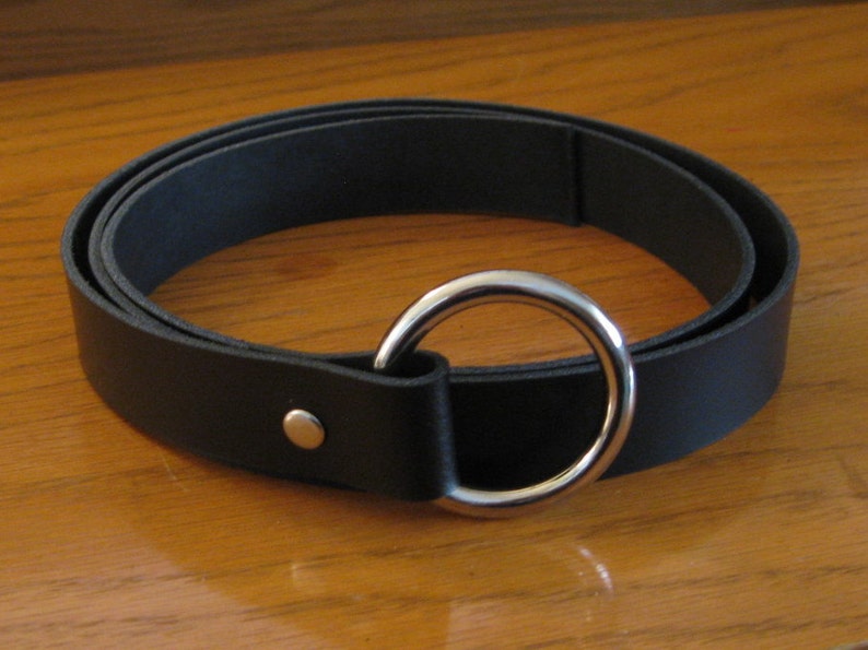 1 Inch Wide Black Leather Ring Belt Etsy