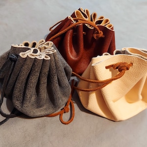 Leather Dice Bag Drawstring Pouch